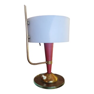Vintage Small Red Frame Table Lamp Italy 1960's For Sale
