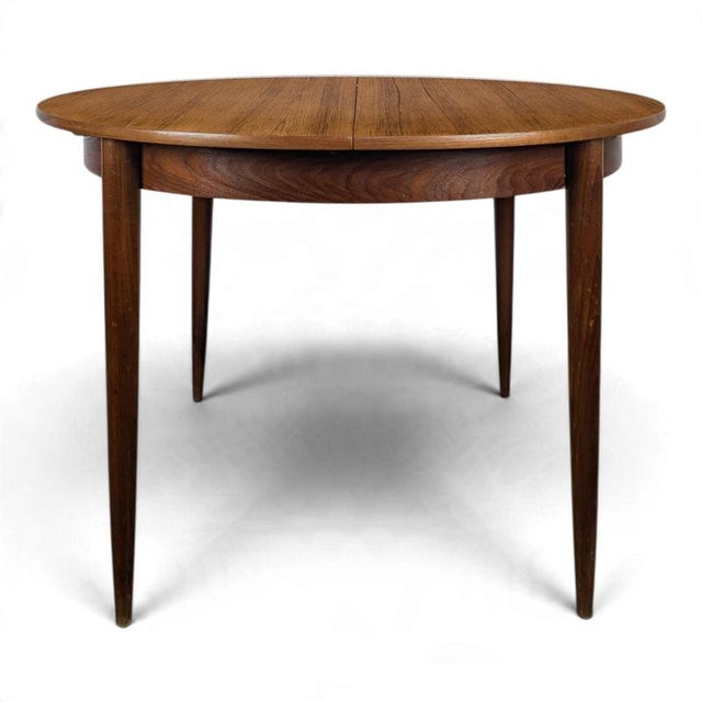 Wood Round Extendable Walnut Table For Sale - Image 7 of 7