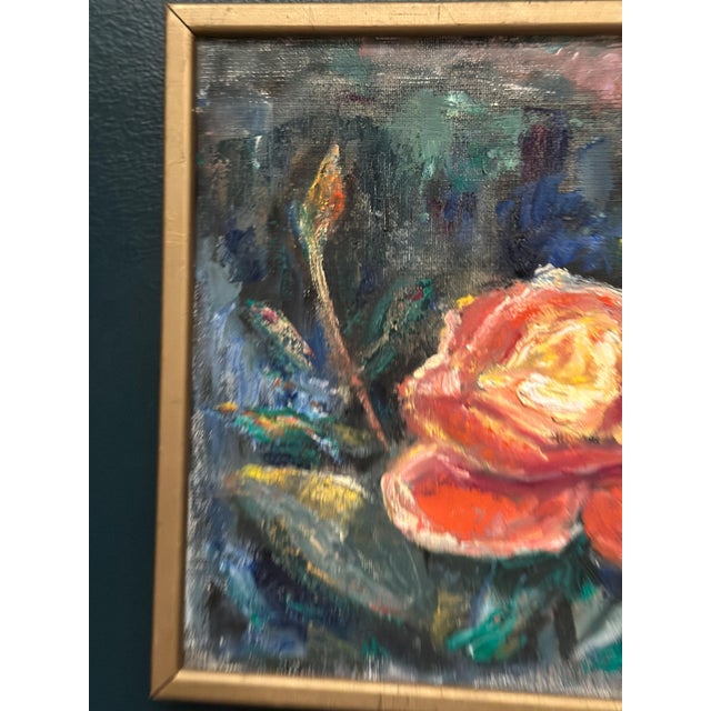 Original vintage swedish oil on canvas – “yellow rose” by b. Högsk – signed – framed – 33 × 33 cm (13" × 13") incl. Frame...