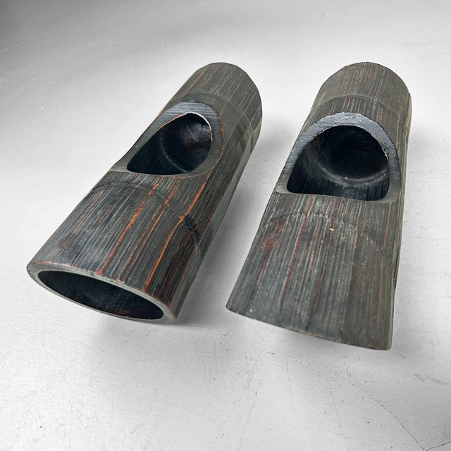 Vintage Bamboo Ikebana Vases, Japan, 1960s, Set of 2 For Sale - Image 14 of 17