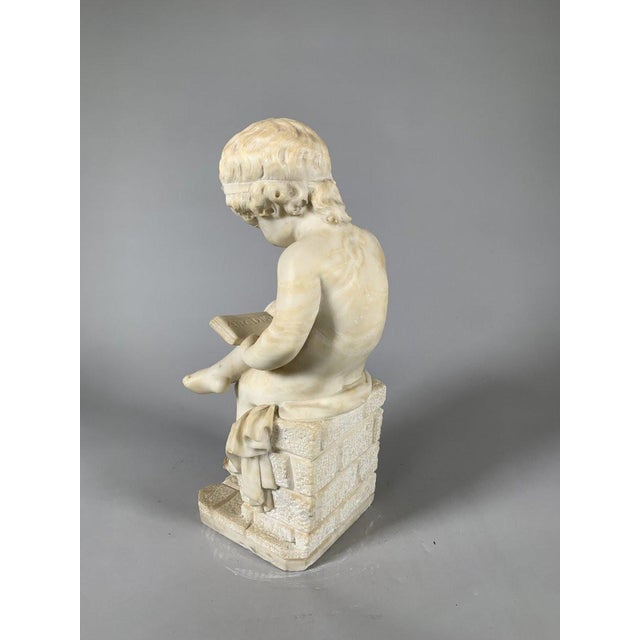 French 19th Century Marble Sculpture The Reader After Canova For Sale - Image 3 of 11