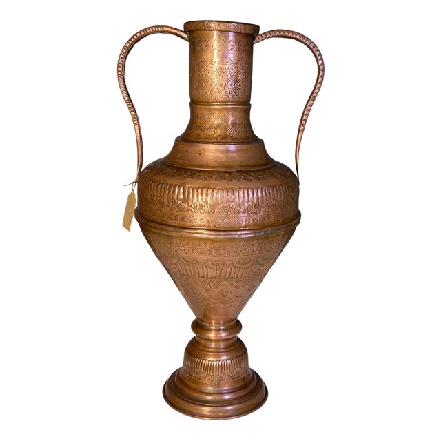 Chiseled and Embossed Copper Amphora, 1890s For Sale