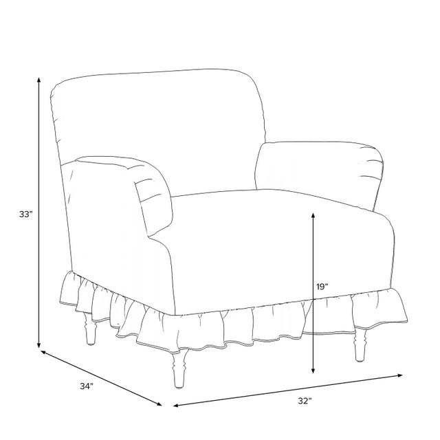 Blue Elle Ruffle Slipcover Armchair in Classic Gingham Chambray For Sale - Image 8 of 8