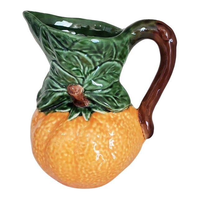 Vintage Mid-Century Modern Olfaire Pottery Textured Ceramic Pitcher For Sale