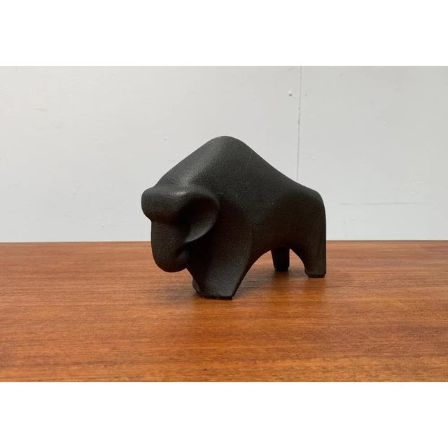 Gray Vintage Cast Iron Bull Figurine For Sale - Image 8 of 17