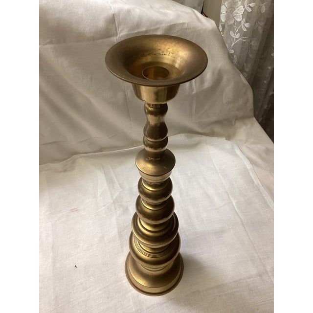 1960s Brass Candlestick Design With Detachable Section For Sale - Image 4 of 4