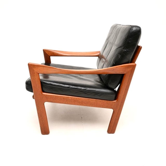 Black Danish Lounge Chairs in Teak and Leather by Illum Wikkelso, 1960, Set of 2 For Sale - Image 8 of 11