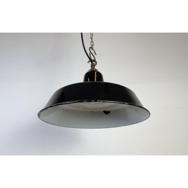 1960s Industrial Black Enamel Factory Pendant Lamp, 1960s For Sale - Image 5 of 16