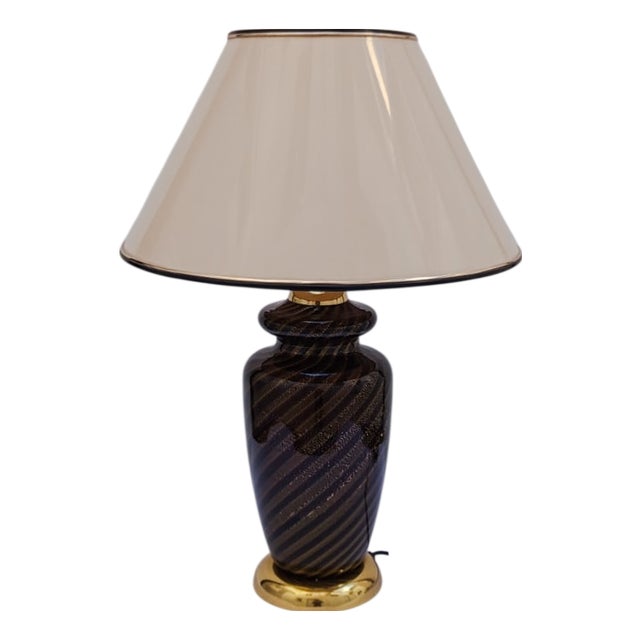 Murano Glass Table Lamp with Gold Leaf by Tommaso Barbi for Maestri Di Murano, 1970s For Sale