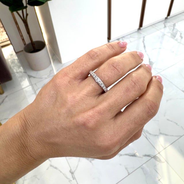 Gender: Ladies Metal Type: Palladium, 800 Silver & 9K White Gold Ring Size: 6 Width: 3.20 mm Weight: 2.48 grams One ladies...