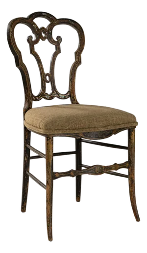 1860s French Baroque Revival Wooden Chair With Upholstered Seat