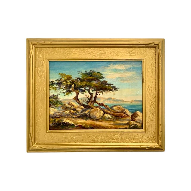 Painting California Coast Original Miriam Sandberg Art Vintage Landscape Decor For Sale - Image 4 of 6