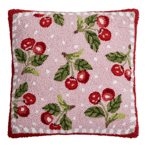 Pink Sweet Cherry Hook Pillow, 16" x 16"