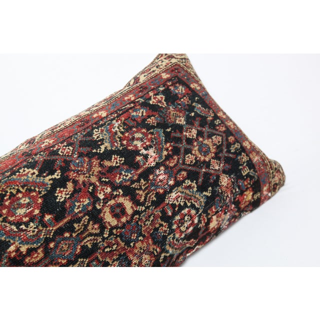 Ink Blue Oriental Antique Handwoven Lumpar Rug Pillow Cover -16'' X 32'' For Sale - Image 8 of 11