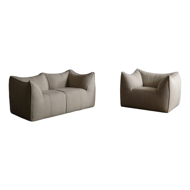 Le Bambole Sofa and Lounge Chair by Mario Bellini for B&B Italia, 1970s, Set of 2 For Sale