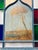 Antique Late 19th Century Blue Painted Moorish Style Stained Glass Door With Hand-Painted Landscape Panel For Sale - Image 4 of 15