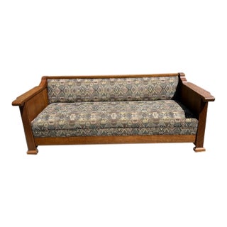 Early 20th Century Antique Oak Mission Couch For Sale