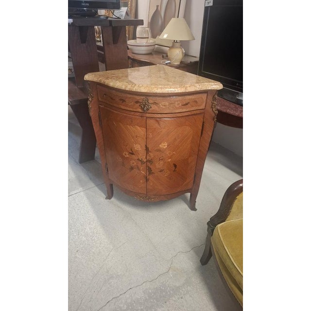 Louis XV Corner Cabinet in Marquetry, 1960 For Sale - Image 4 of 10