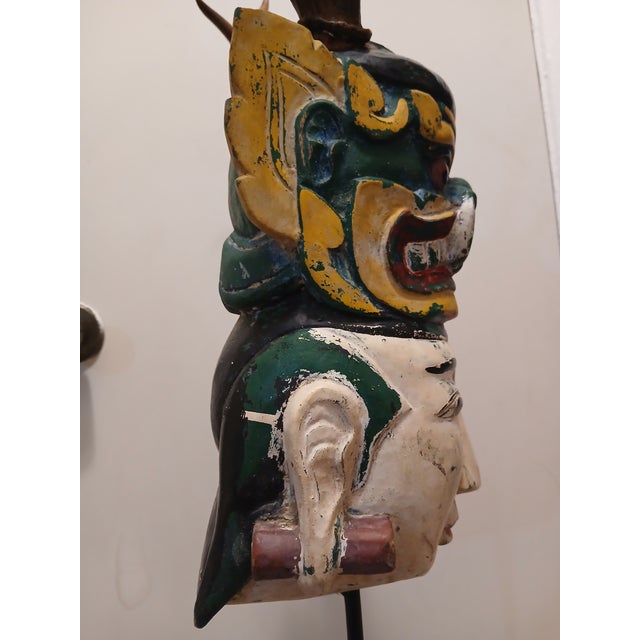 Early 20th Century F-031 Antique Indonesian "Manjangan" Double-Face Mask With Authentic Antlers - Early 20th Century F014 For Sale - Image 5 of 10