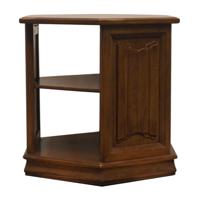Brown Davis Cabinet Co. Solid Walnut Traditional Style Hexagonal Accent Tiered End Table 5140 For Sale - Image 8 of 9