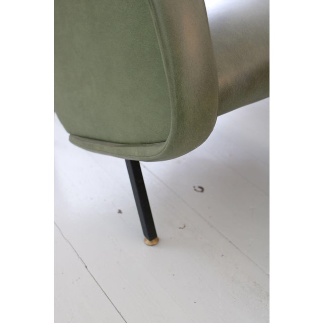 Mid-Century Italian Green Leatherette Armchair, 1950s For Sale - Image 13 of 14