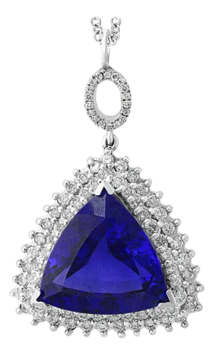 17 Carat AAA Tanzanite and Diamond Pendant or Necklace 18 Karat White Gold