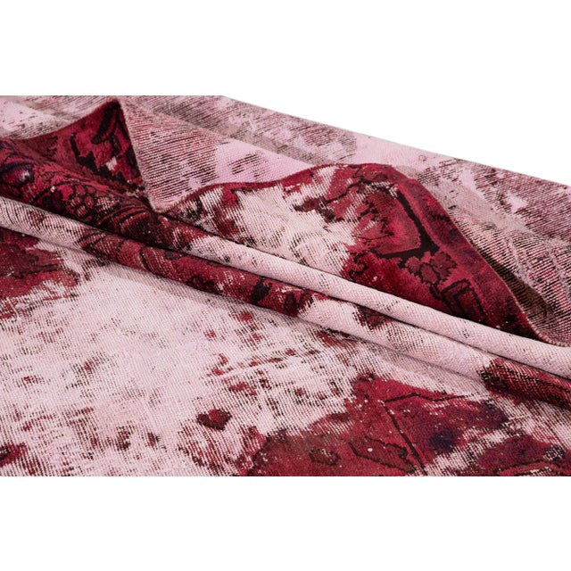 Pink Vintage Distressed Handmade Wool Rug 9' X 11'4". For Sale - Image 4 of 10