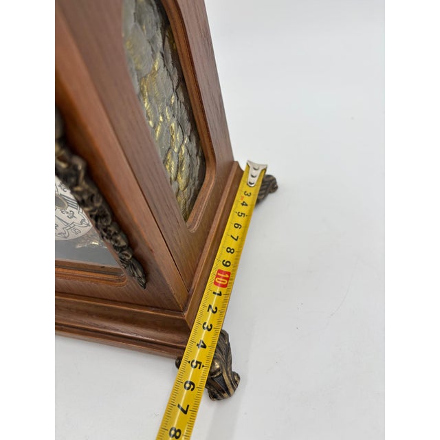 Vintage Tempus Fugit Table Clock in Wooden Case with Brass Details For Sale - Image 16 of 17