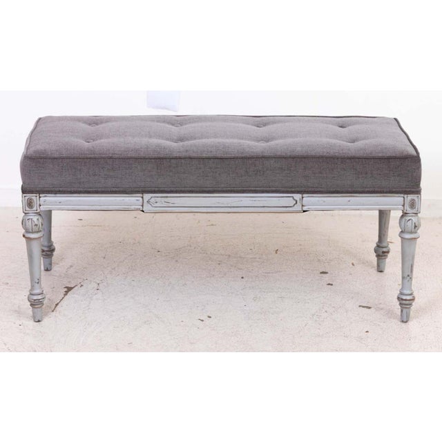 Charcoal Hollywood Regency Painted Upholstered Bench For Sale - Image 8 of 15