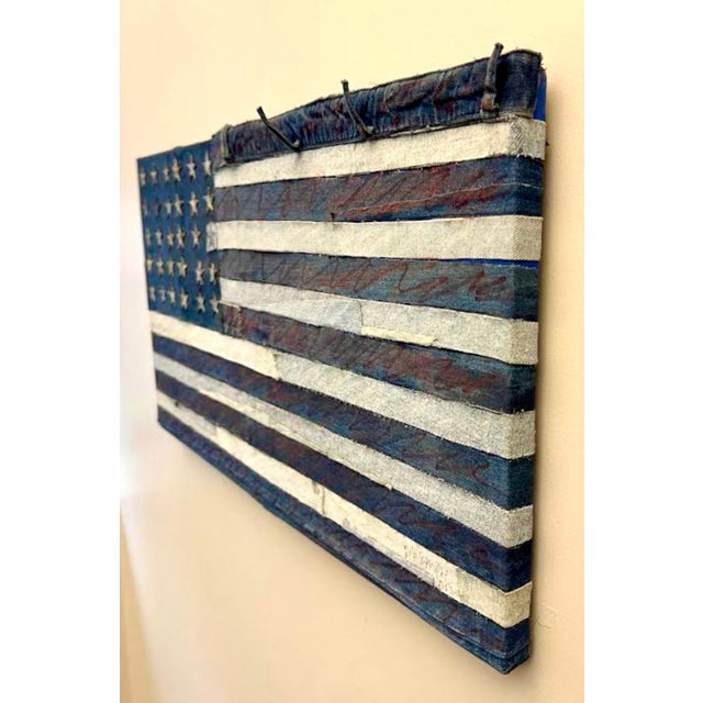 Pop Art American Flag in Handsewn Patchwork Denim. I had another with a label from OK Harris Gallery verso. This one does...