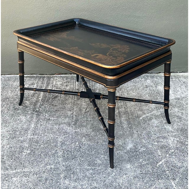 Vintage Chinoiserie Tray Coffee Table For Sale - Image 9 of 12