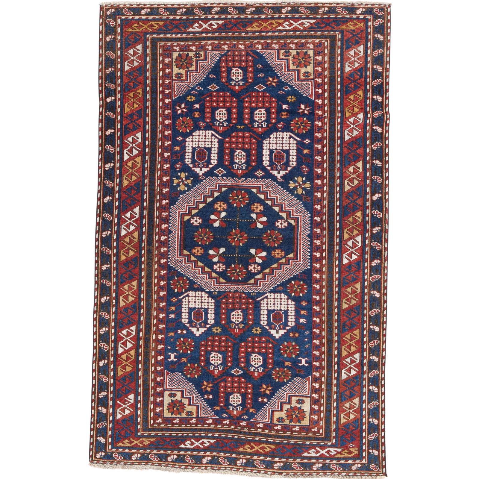 1900s Antique Caucasian Baku Rug- 4′ × 6′5″ | Chairish
