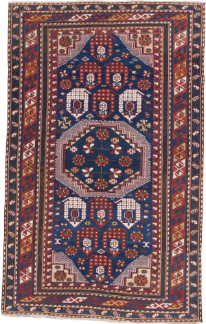 1900s Antique Caucasian Baku Rug- 4′ × 6′5″
