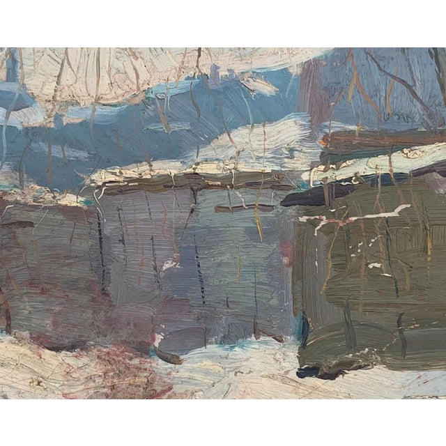 Winter Rural Landscape Painting, Impressionism, Ukrainian Artist (1970s) 23-29 For Sale - Image 4 of 6