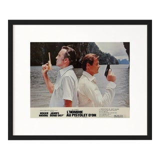 'Man With the Golden Gun' 1974 Original Vintage Lobby Card Framed in Black For Sale