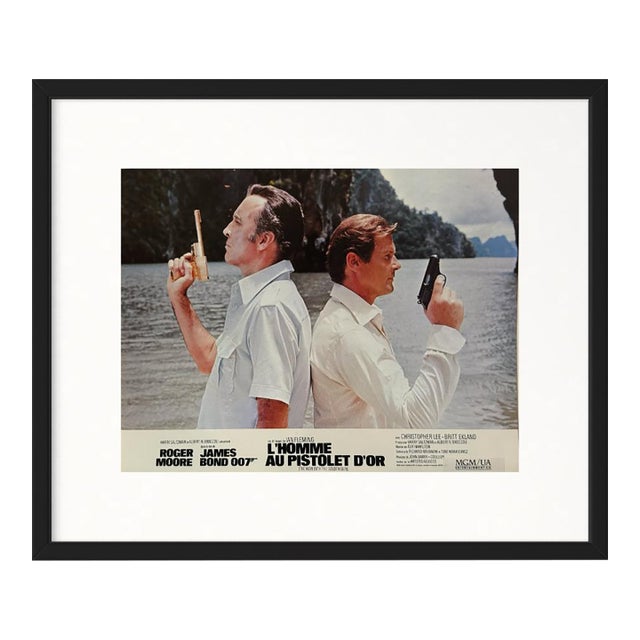 'Man With the Golden Gun' 1974 Original Vintage Lobby Card Framed in Black For Sale