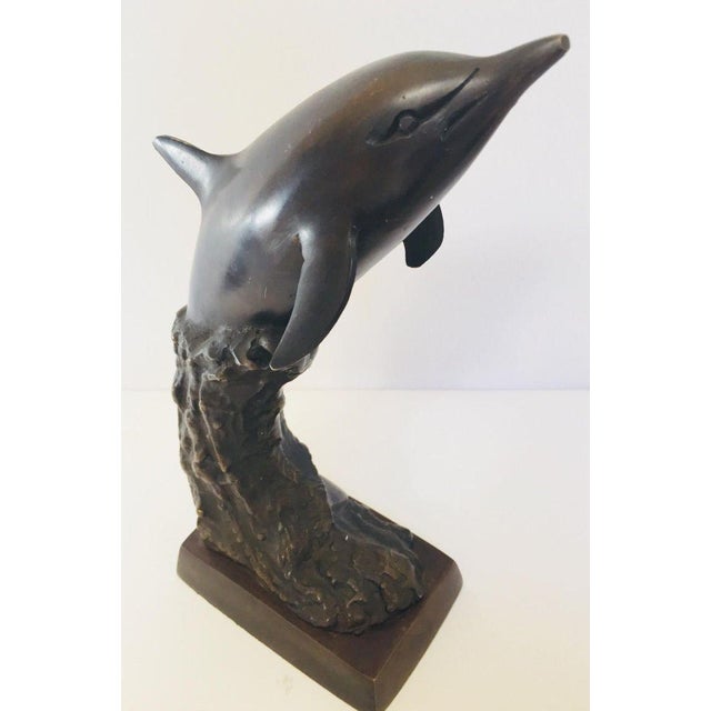 Vintage Dolphins Bronze Bookends - A Pair For Sale - Image 9 of 13