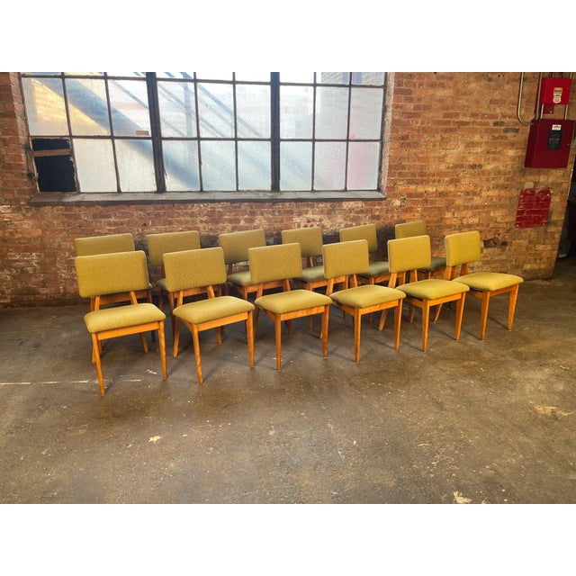 1940s Green Upholstered Dining Chairs Attributed to George Nelson For Sale In Chicago - Image 6 of 11