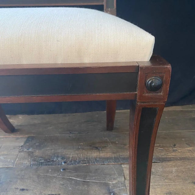 Cream Klismos Ebony and Mahogany Neoclassical Dining Chairs -Set of 5 For Sale - Image 8 of 12