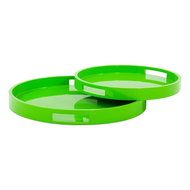 Saint Tropez Round Tray Set of 2 - Green For Sale