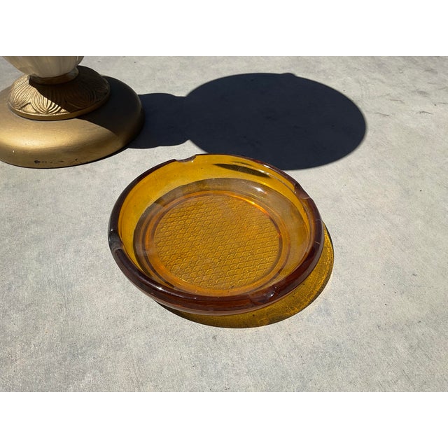 Vintage Hollywood Regency Floral Porcelain & Brass Floor Ashtray Stand For Sale - Image 11 of 13