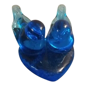 Signed Leo Ward 1990 Dual Blue Birds of Happiness Figurine.