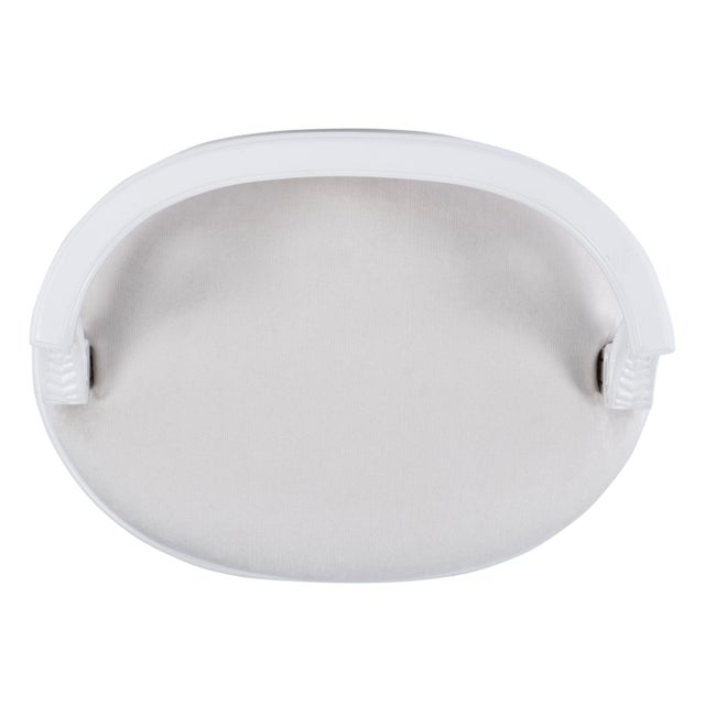 White Hathaway 22.5 in. W Oval Upholstered and Wood Traditional Vanity Seat, Cottage White For Sale - Image 8 of 9