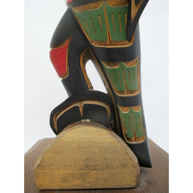 Red Jimmy Joseph Kwakiutl Eagle Carved Wood Totem Pole Bc Native Sculpture For Sale - Image 8 of 18