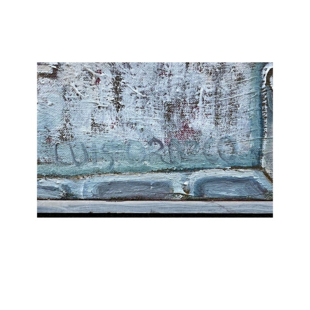 Vintage Framed Oil on Canvas of Mediterranean Stairway With Bougainvillea, Signed For Sale - Image 11 of 12