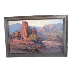Jack Elmo King - Desert Mesa Landscape 1973 - Oil on Board
