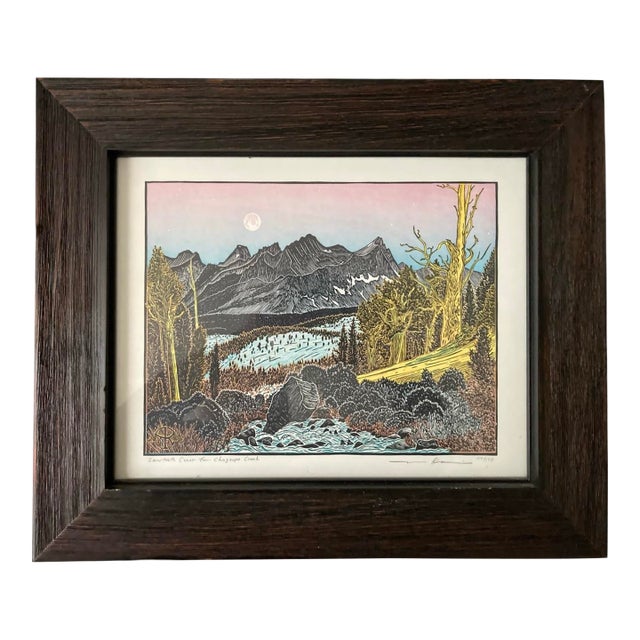 Tom Killion Signed Woodcut “Sawtooth Crest From Chagoopa Creek” (2006) – Framed, Edition 114/170 For Sale