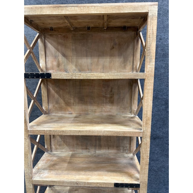 Solid Mango Wood Cabinet With Open Shelves and 2 Drawers. For Sale - Image 4 of 4