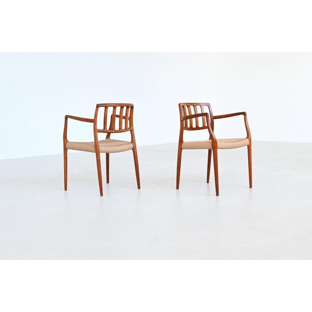 Model 66 Armchairs in Teak and Paper Cord by Niels Otto Moller J.L. Møllers, Denmark, 1974, Set of 4 For Sale - Image 14 of 18