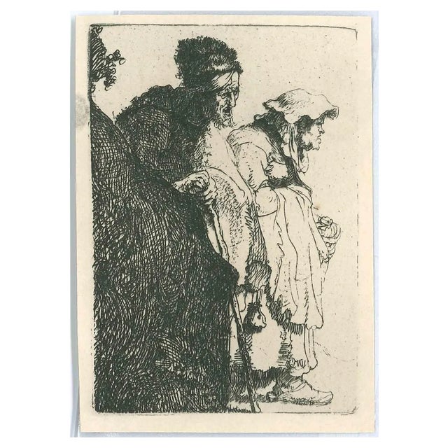 Charles Amand Durand after Rembrandt, Beggar and Beggar, 19th Century, Engraving For Sale